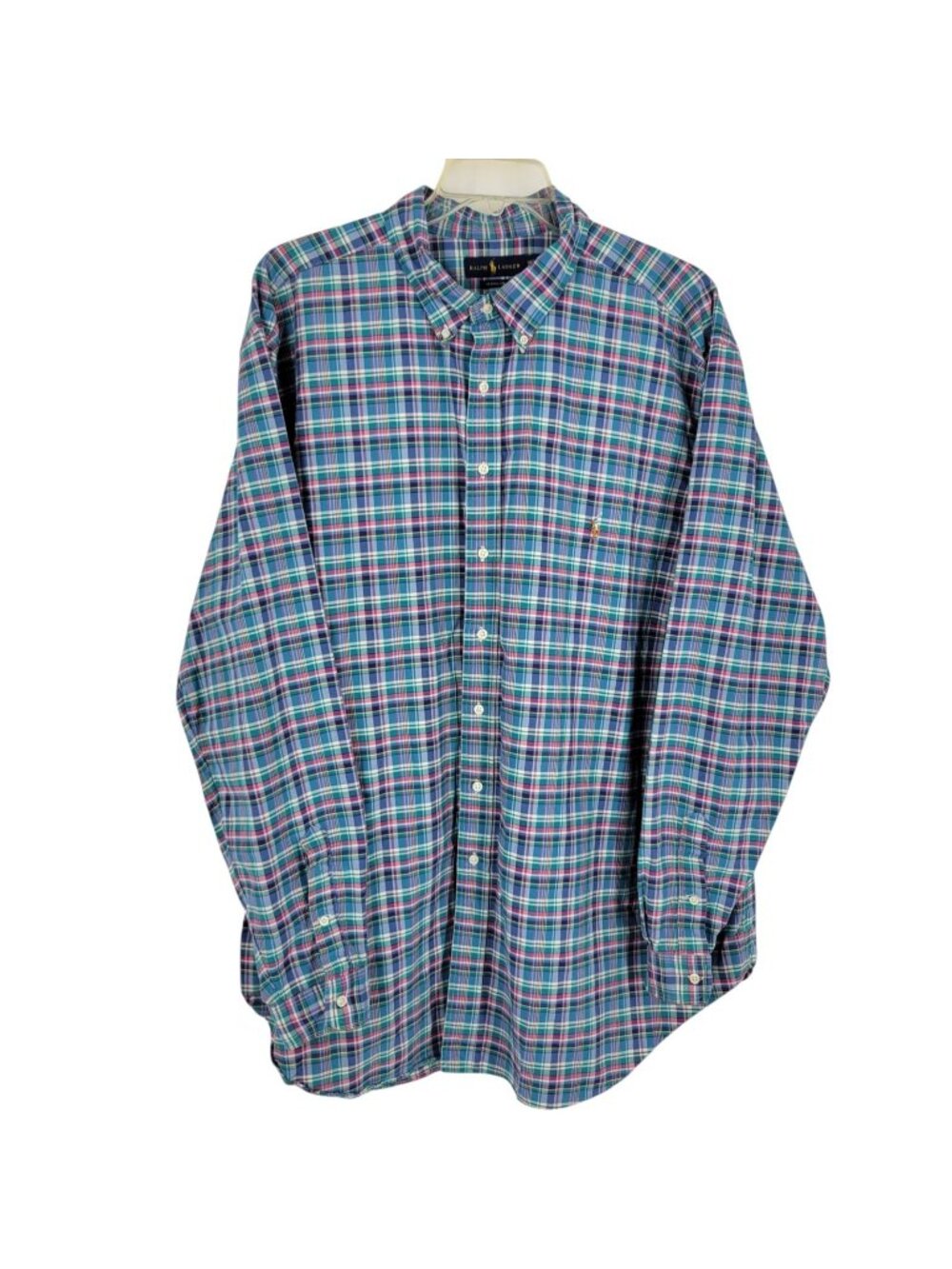 Ralph Lauren 3XLT Tall Plaid Button Up Shirt Classic Fit Preppy Golf Coastal